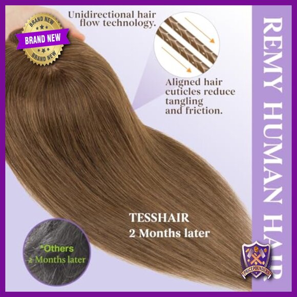 Human Hair Topper with Bangs, 12 Inch Clip On, Remy Hair, No Tangle main image 4